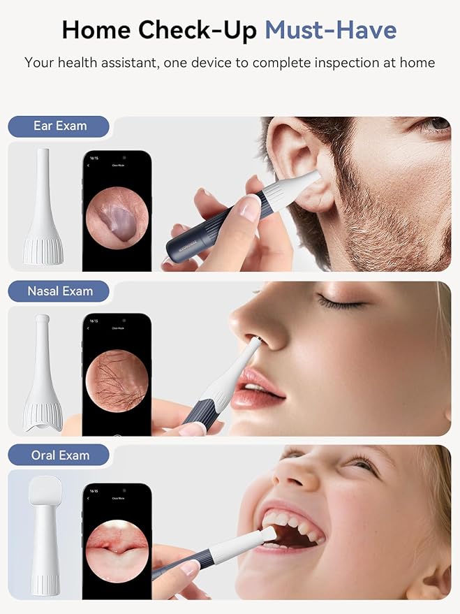Ear Wax Removal Tool Camera: ZERONDER I35R Ear Cleaner with Flexible Ear Camera Otoscope - Visual Ear Pick Tweezers Wax Remover - Ear Cleaning Kit for Family