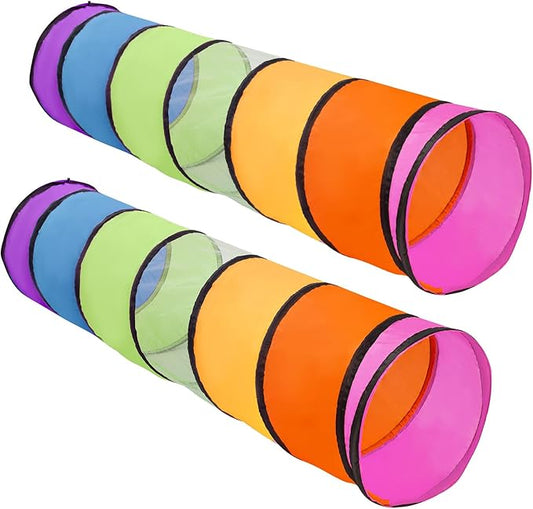 2 Pack Kids Play Tunnel,Pop Up Crawl Through Tunnel Play Tent for Baby Kids Children or Pet,Opening Crawl Tunnel Toy with Breathable Mesh Game Tent Toy Girl Boy Gift