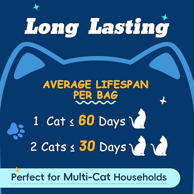 LMJP Crystal Cat Litter with Powerful Odor Control, Non-Clumping, Lasts Up to 6 Months, 24lb, Rapid Water Absorption, Unscented & Low Tracking Lightweight Blue & White Silica, 3 Pack of 8 lb