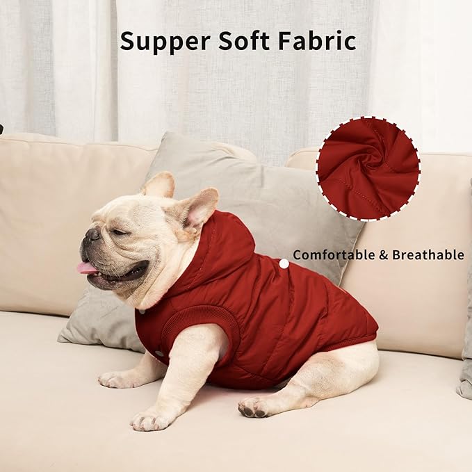 Vecomfy Fleece Lining Extra Warm Dog Hoodie in Winter for Large Dogs Jacket Pet Coats with Hooded,Red XXXL
