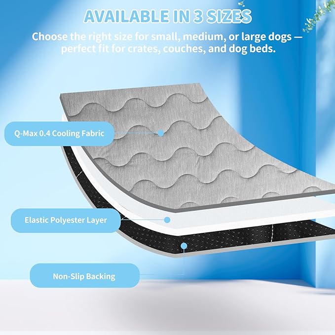 Dog Cooling Mat Self Cool Pad for Dogs and Cats, Washable Portable Pet Sleeping Pad for Summer Size 27.6" x 19.7"
