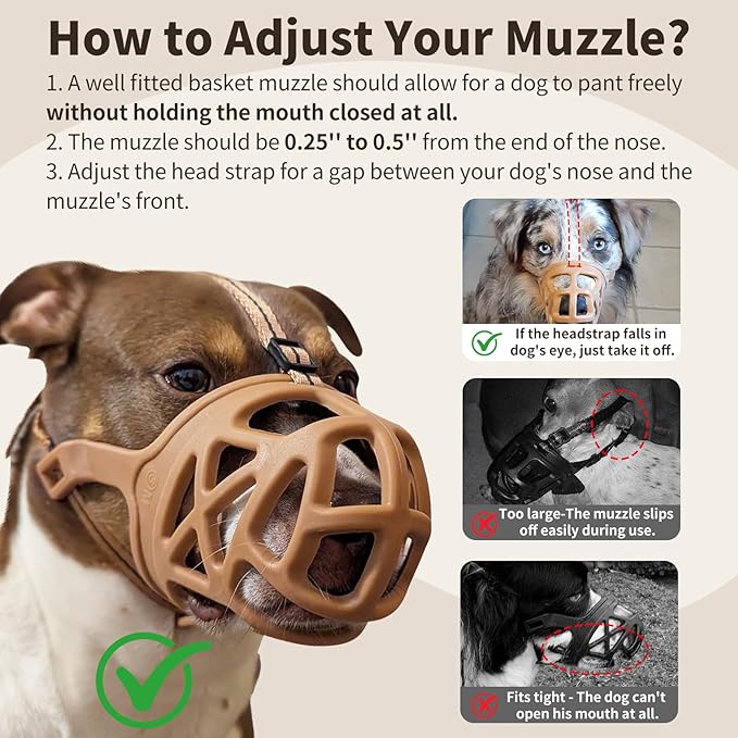 Mayerzon Dog Muzzle, Breathable Basket Muzzles for Small, Medium, Large and X-Large Aggressive Dogs Beagle German Shepherd Doberman, Cage Mouth Guard Stop Biting Chewing for Grooming Training