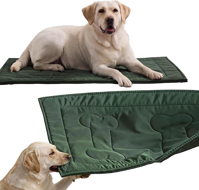 Chew Proof Dog Crate Pad - Indestructible Durable Dog Bed for Aggressive Chewers, Machine Washable & Waterproof Indoor Outdoor Tough Kennel Pad for Large Dogs (Large (28"x41"),Green)