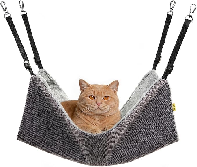 Cat Hammock Hanging for Cage Crate, Adjustable Soft Large Pet Bed- Holds 30lb for Ferret & Kitten