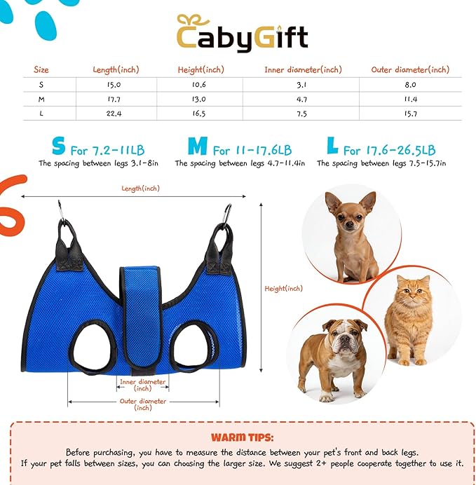 Dog Grooming Hammock Harness, Hanging Sling Restraint for Nail Clipping Small to Medium Dogs & Cats, with Nail Clipper and Comb Pet Grooming Hammock Kit-Small