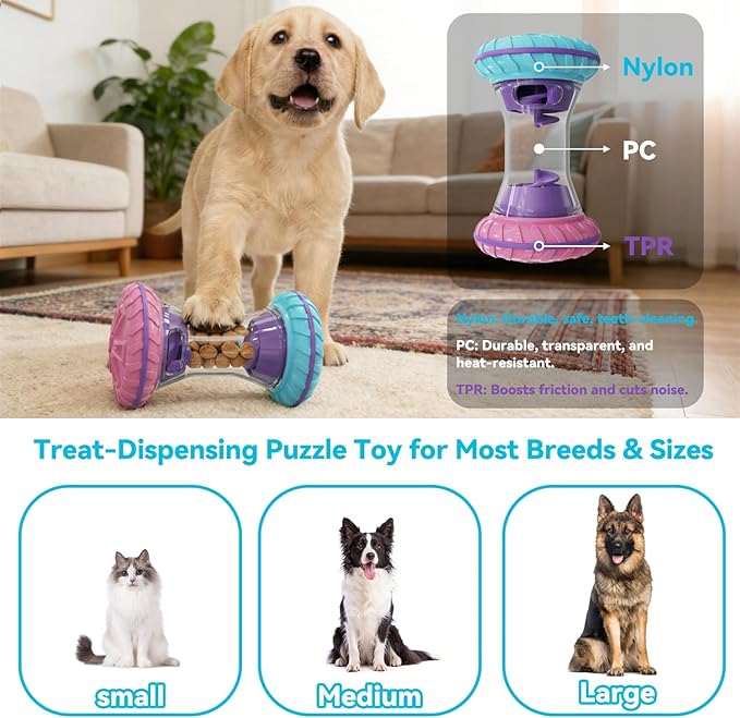 MateeyLife Interactive Dog Toys, Durable Dog Enrichment Toys to Keep Them Busy, Slow Feeder Treat Dispensing Dog Toys, Adjustable Dog Puzzle Toy, Reduce Boredom