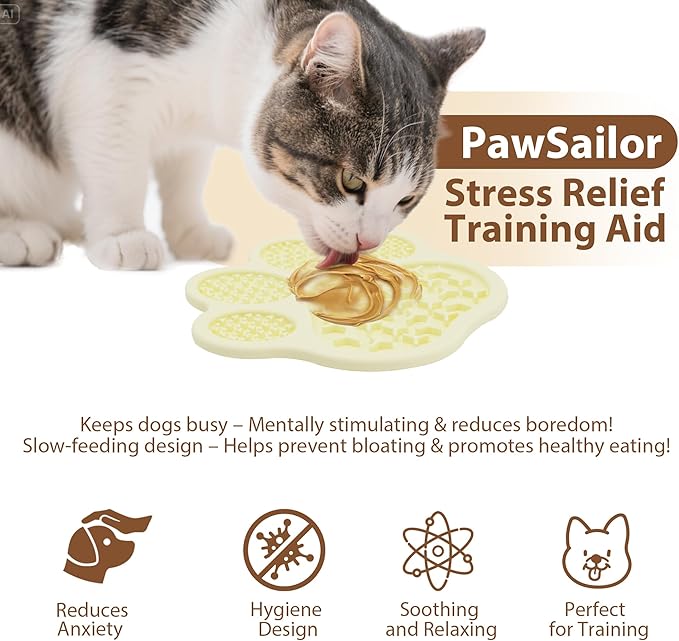 Lick Mat for Dogs and Cats, Slow Feeder Mats with Suction Cups - Bathing, Grooming and Training, Anxiety Relief Feeding Pad,Dishwasher-Safe Yellow