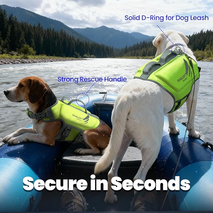 VIVAGLORY High Buoyancy Dog Life Vest, Swimming Vest with Handle, Dog Life Jacket for Swimming & Boating, Buoyancy for Puppy Doggy, XS, Bright Yellow
