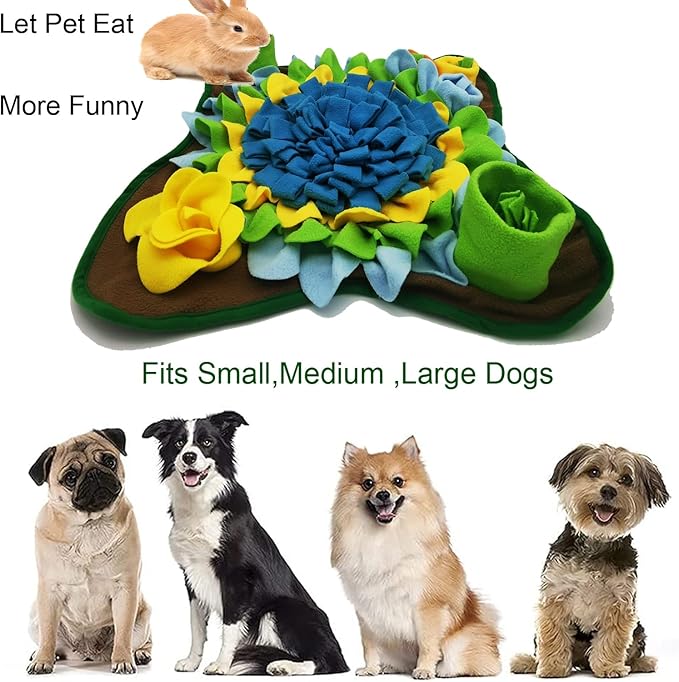 Dogs Snuffle Mat Pet Feeding Mats Puppy Sniffing Pad ,Cat Doggies Interactive Puzzle Toys for Multiple Breeds Encourages Natural Foraging Skills,Training and Stress Release (Blue-01)