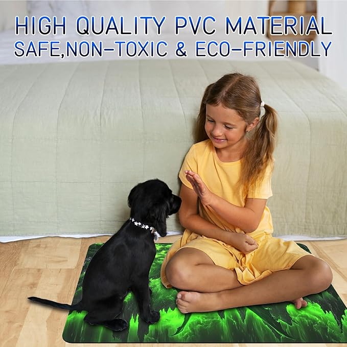 Dog Food Mat, 19.6" x 23.6" Absorbent Pet Feeding Mat for Food and Water, Waterproof Diatom Mud Pet Placemat with Non-Slip Rubber Backing, Easy Clean Cat Bowl Mat for Floors - Green Mountains