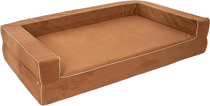 X-Large 7 Inch Solid Orthopedic Memory Foam Dog Bed for Arthritis Relief & Hip Dysplasia - Bolster Couch Style with Premium YKK Zipper Waterproof Washable Cover for Senior Dogs 90-150lbs
