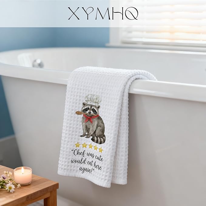 Funny Raccoon Gifts Kitchen Towel, Cute Raccoon Decor Dish Cloth, Chef was Adorable Hand Towels for Cooking, Pet Lover Housewarming Gifts for Women, 16x24 Inch