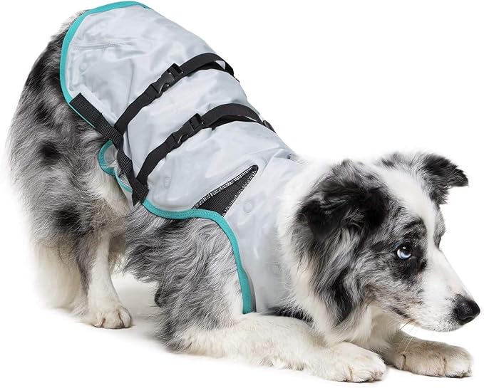 Suitical Dry Cooling Vest for Dogs | Canine Cooling Vest for Hot Weather | Dog Cool Down Jacket | Machine Washable | M | Neck to Tail 20”- 24” | Chest 24-32” Around | Neck Circumference 20” | Silver
