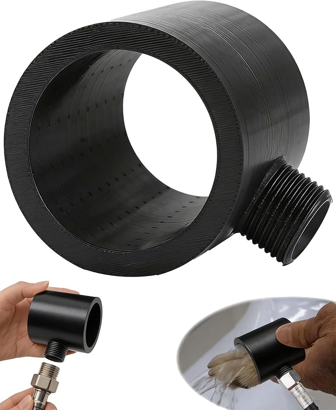 Pet Paw Showerhead - 360° Inward Spiral Dog Shower Attachment for Easy and Quick Clean, Portable and Lightweight Grooming Tool for Indoor and Outdoor Pet Bathing (Black)