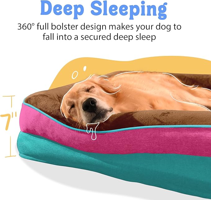 Chez Paw Orthopedic Extra Large Dog Bed - XXL Washable Giant Pet Couch Sofa with Removable Cover Waterproof Bolster for Large Size Dogs, 45x35