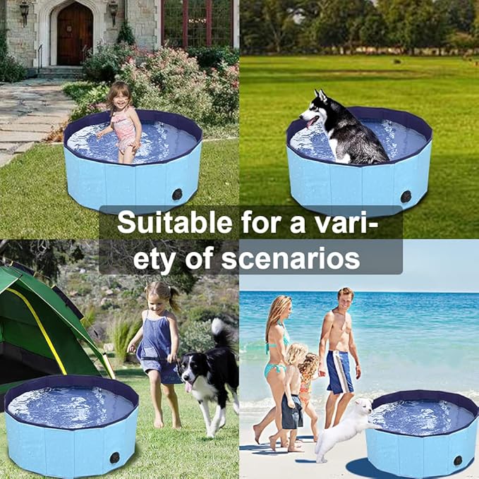 Dog Pool Foldable pet Pool Dog Swimming Pool pet Swimming Pool PVC Non-Slip for All Kinds of Pets (32x8in)