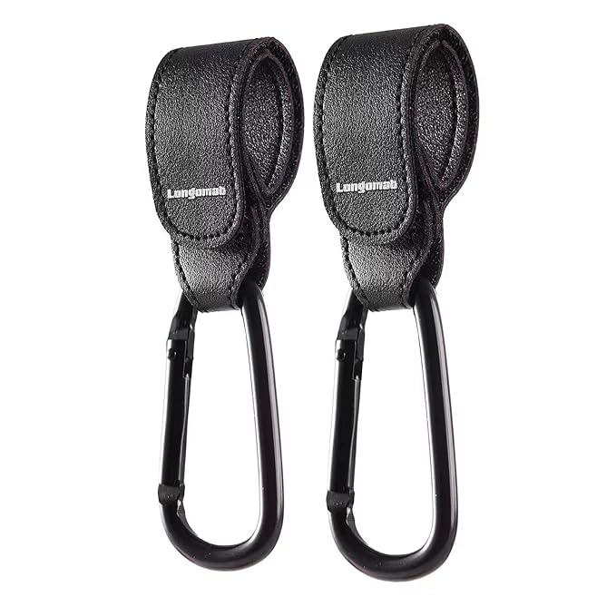 （2-Black）Baby Stroller Hooks Clip or Hanging Diaper Bag Universal Hooks Accessories for Stroller and Car or Shopping Cart