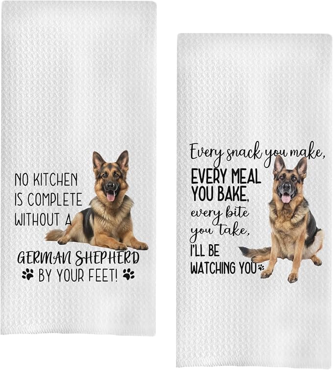 German Shepherd Gifts Kitchen Towels - Dish & Hand Towels, 16x24 Inches Set of 2