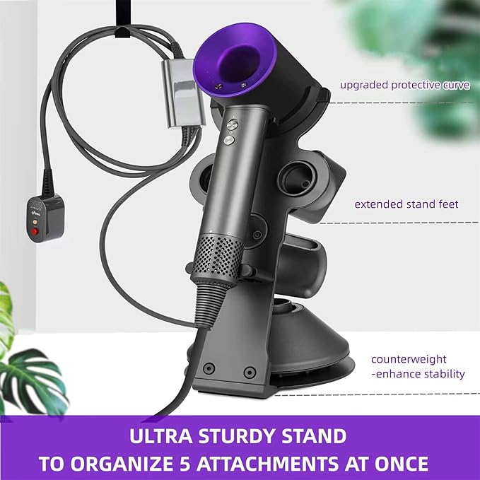 I'SMARTMOON Hair Dryer Stand for Dyson Supersonic,Magnetic Absorption Storage,Heat Resistant Alloy Anti Slip Base,Minimalist Space-Saving Design for Bathroom Countertops,Stylists Daily Routine