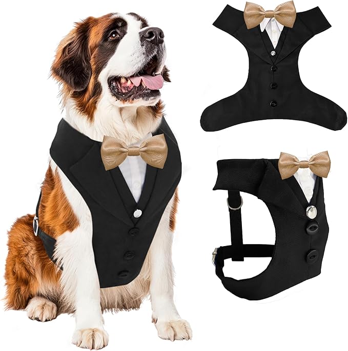 AVERYDAY Dog Tuxedo for Wedding Outfit, Dog Suit and Tie Costumes for Birthday, Halloween, Cosplay, Christmas Party, Pet Formal Wear with Bowtie, Tux for Medium Large Dogs, Bulldog, Labrador, Husky