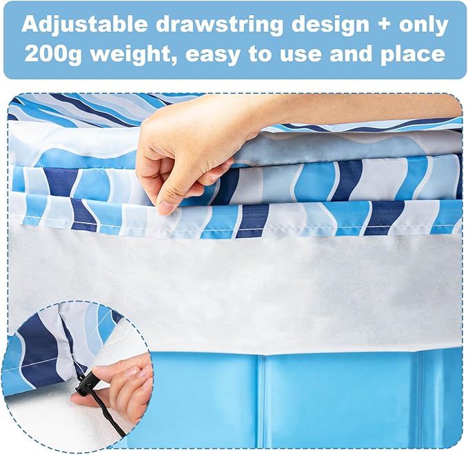 Foldable Dog Pool Cover – Waterproof Round Pet Dog Kiddie Bath Tub Lid Cover, Fit for 32/48/63 Inch Pools, Outdoor Portable Puppy Pool Accessories with Drawstring