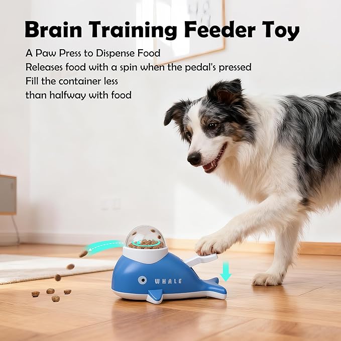 Pawise Interactive Dog Puzzle Toys & Cat Food Dispenser - Whale-Shaped Dog Puzzle Toy for Mental Stimulation, Slow Feeder Cat Bowl for Healthy Eating, Dog Enrichment Toys for Small Pets IQ Training