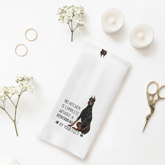 Doberman Dog Kitchen Towels - Doberman Gifts for Doberman Lovers, Doberman Dog Hand Towels Dish Towels, Doberman Stuff,Doberman Decor No Kitchen is Complete Without a Doberman, 16x24 Inch