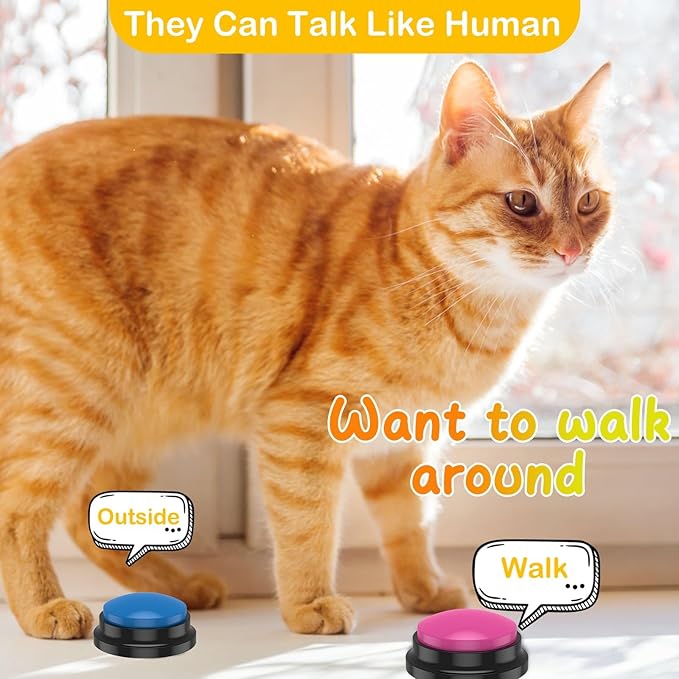 6Pcs Dog Talking Button Recordable Dog Communication Button Colorful Pet Training Buttons Battery Powered Pet Training Buzzer Clear Recording Dog Button Easy to Use for Dogs Pets Speech Home