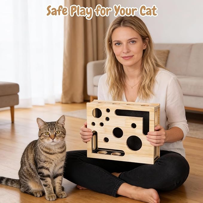 2026 New Cat Nail File Enrichment Box, Cat Scratch Puzzle Enrichment Box with Sandpaper Inside, Fun Cats Indoor Scratching for Boxes Game - Stress Free Alternative to Clippers&Grinders for Indoor Cats