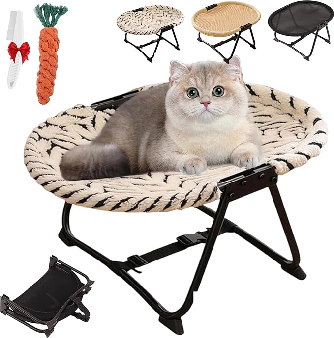 Elevated Pet Bed, Foldable Indoor Cats Raised Bed with Metal Frame, Portable Breathable Non Slip Cot Hammock, Cooling Raised Pet Cot with Breathable Mes, Sleeping Platform for Dogs and Cats (B)