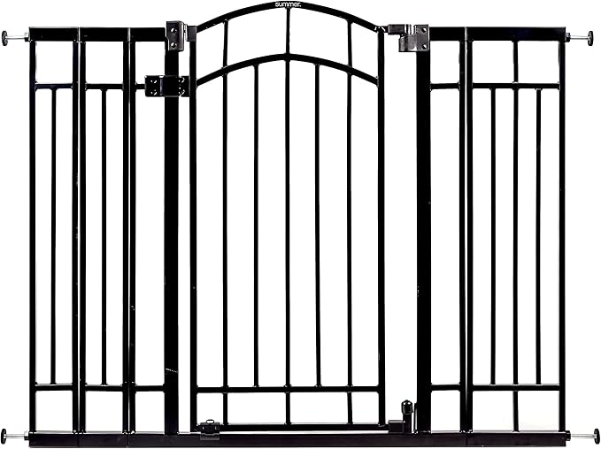 Ingenuity Multi-Use Decorative Extra Tall Walk-Thru Baby Gate, Fits Openings 28.5-48 Inch (Pack of 1), Black Metal, for Doorways and Stairways, 36' Tall Baby and Pet Gate, Black, One Size