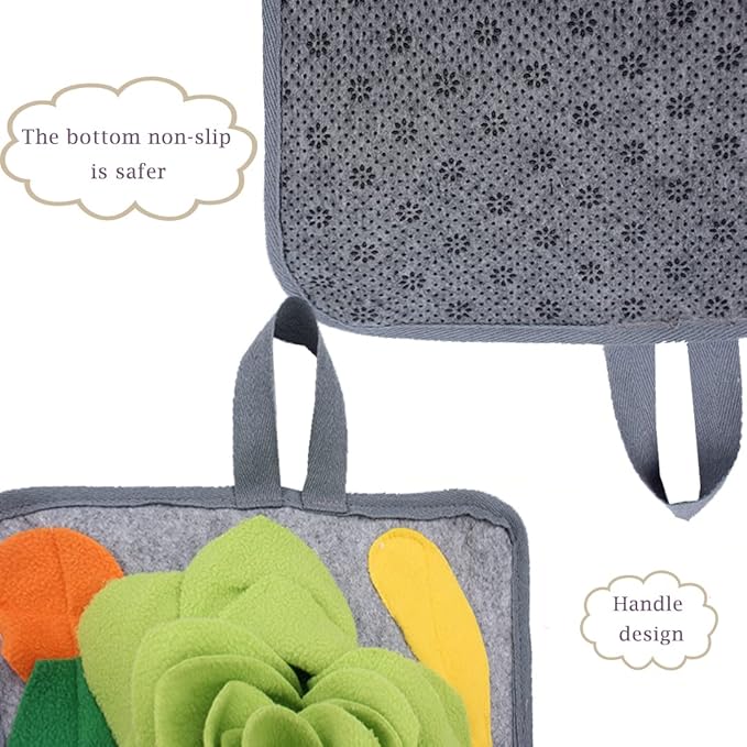 Abizoo Rabbit Toy Multifunction Foraging Mat,Polar Fleece11.8''x11.8'' Machine Washable Snuffle Mat Pad Interactive Fun Consume Energy for Chinchillas Guinea Pig Cage Accessories Bunny Treats Toys