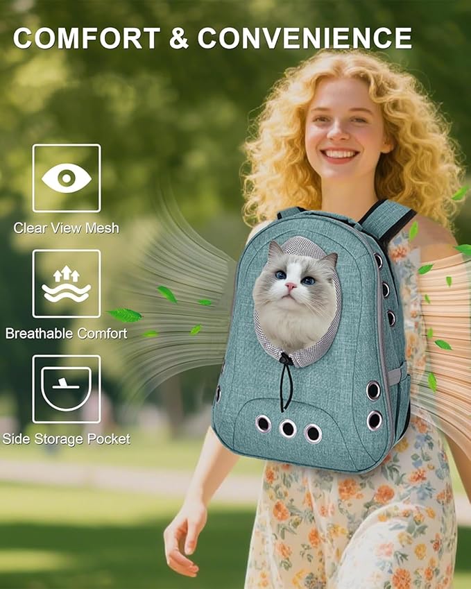 Small Dog Cat Chest Backpack Carrier,Large Space Ventilated Front Facing Backpack Carrier for Puppy,Lightweight Doggy Backpack for Hiking,Camping,Travel,Outdoor,Max 12 lbs(Cyan)