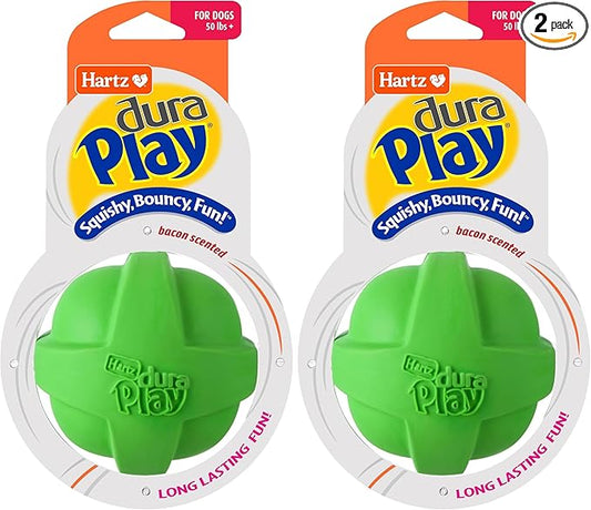 Hartz DuraPlay Bacon Scented Dog Toys, Large 1 Count, Colors May Vary (Pack of 2)