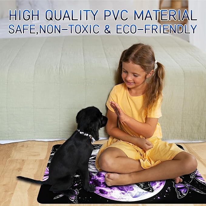 Dog Food Mat, 15.7" x 23.6" Absorbent Pet Feeding Mat for Food and Water, Waterproof Diatom Mud Pet Placemat with Non-Slip Rubber Backing, Easy Clean Cat Bowl Mat for Floors - Purple Moon Rose