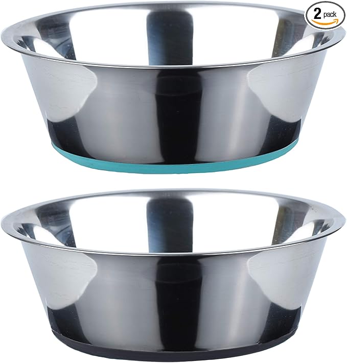 PEGGY11 Deep Stainless Steel Anti-Slip Dog Bowls - 2-Pack, 16 Cups