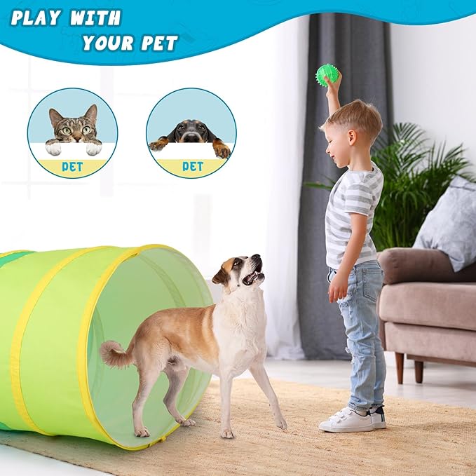 PigPigPen Kids Play Tunnel for Toddlers, Pop Up Tent for Babies or Dogs, Indoor & Outdoor Toys for Kids Backyard Playset (Cotton)