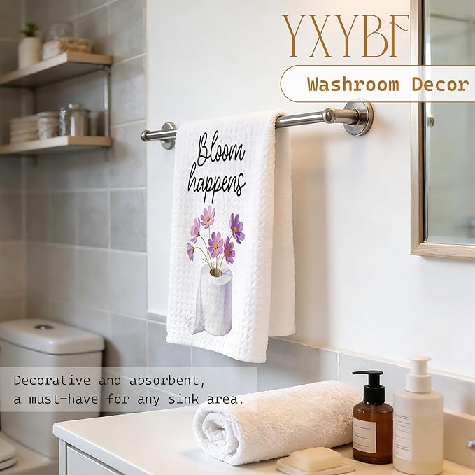 Purple Floral Hand Towels for Bathroom Washroom Spa Yoga Decor 16x24 Inches, Cosmos Flower Toilet Paper Bathroom Hand Towels Decorative, Housewarming Gifts