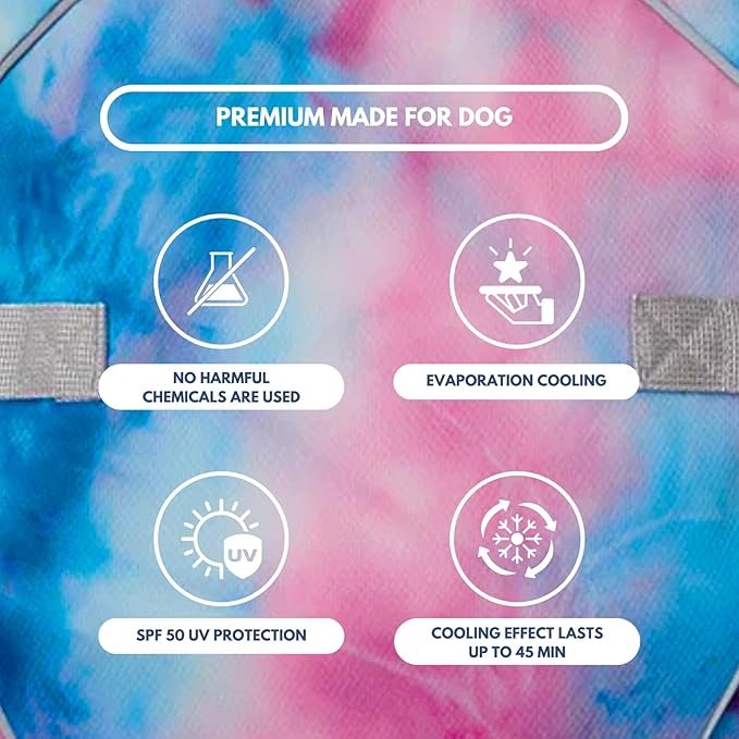 Spark Paws Dog Cooling Vest - SPF 50 UV Sun Protection - Summer Heat Relief Gear for Dogs, Lightweight, Evaporative Cooling - Dog Anxiety Relief Vest During Hot Days - Snowcone, Small