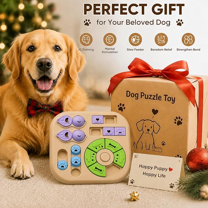 Tee Shirt Galaxy Interactive Dog Treat Puzzle Toys Durable, Dog Puzzle Toy IQ Training Slow Feeder for Large Medium Small Dogs, Squeak Enrichment & Mental Stimulation,Khaki