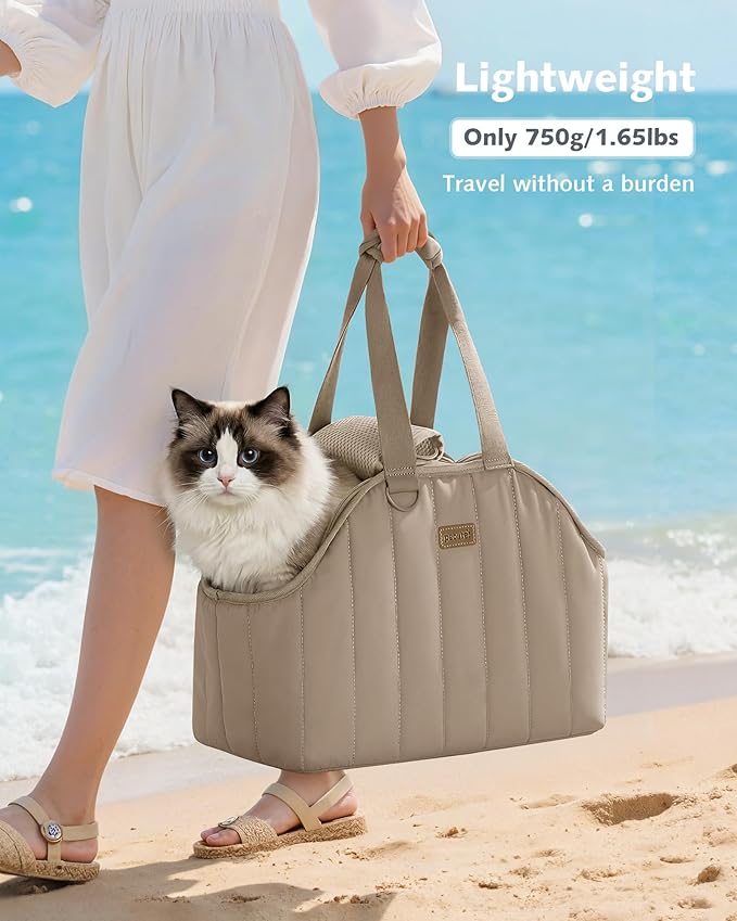 Pecute Dog Purse Carrier, Lightweight Dog Carriers for Small Dogs with Large Pockets, Dog Soft-Sided Carriers up to 9lbs, Pet Carrier for Puppy Cat, Suitable for Travel, Subway, XL, Khaki