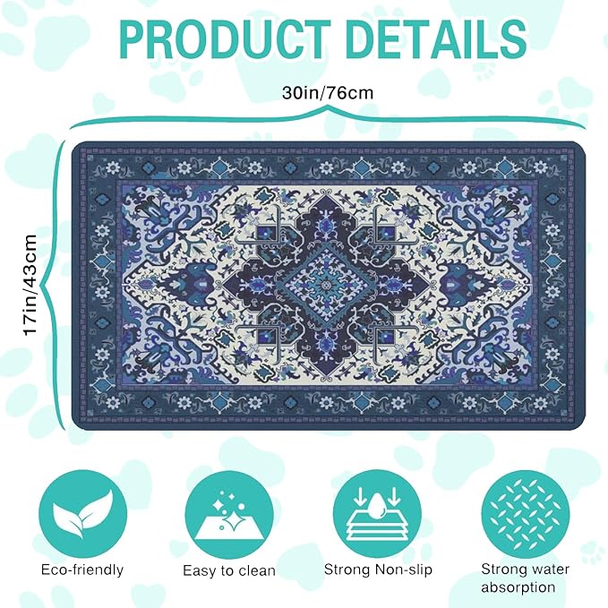 Pet Feeding Mat for Floors Waterproof Dog Mat for Food and Water Absorbent Quick Dry Non Slip mat for Cat Bowls