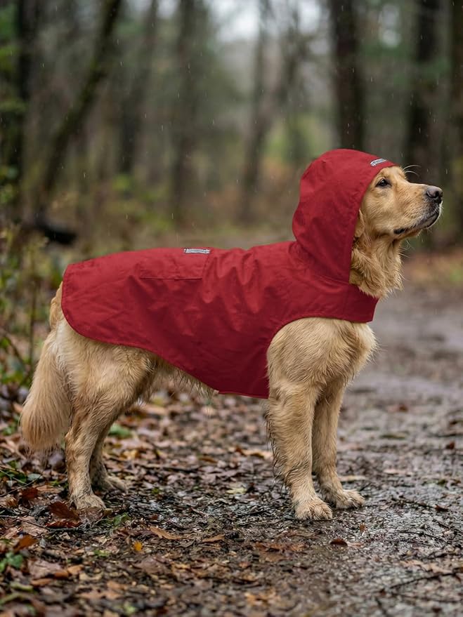 Dog Raincoat Reflective Adjustable Hooded Pet Rain Jacket Poncho with Leash Hole for Dogs S-5XL