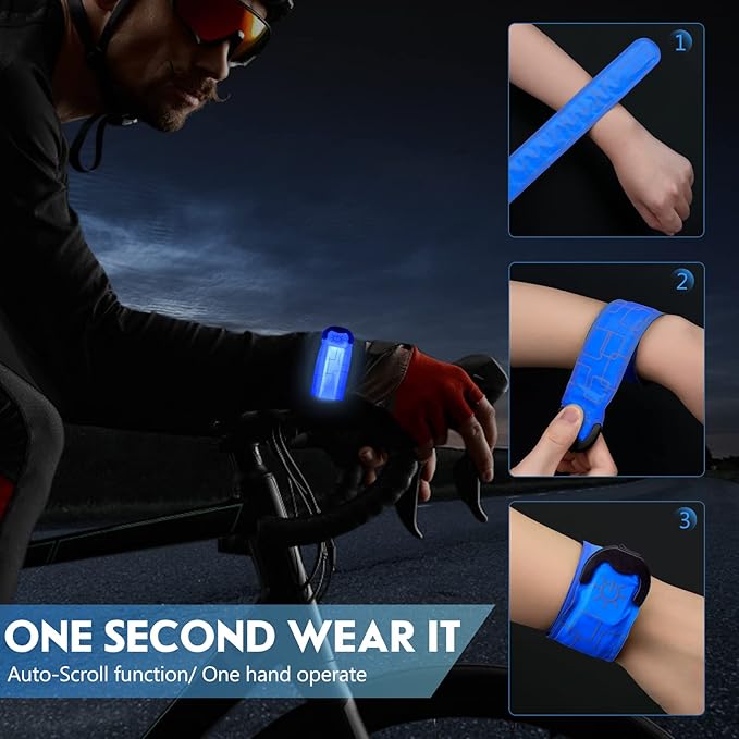 Simket LED Armband Rechargeable for Running(2 Pack), Running Lights for Runners, Running Lights, High Visibility Reflective Running Gear Adjustable Light Up Arm Bands for Men Women Kids