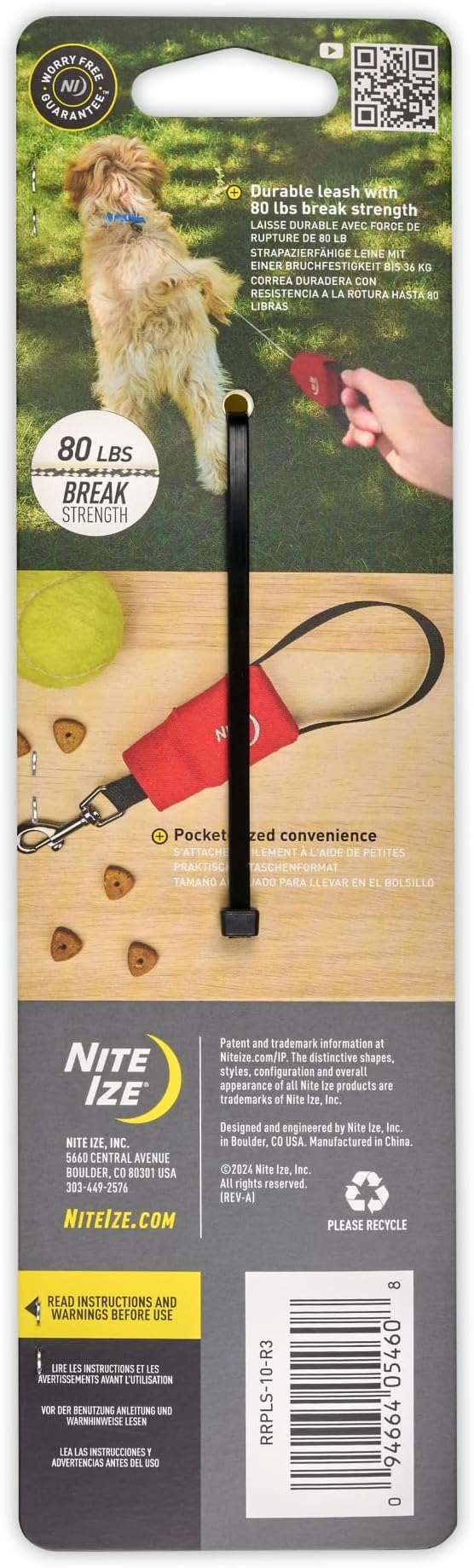 Nite Ize RadDog Retractable Pocket Leash - Durable & Comfortable - Compact Retractable Leash for Dog Walking - Portable & Sturdy for Everyday Use - Red, Small