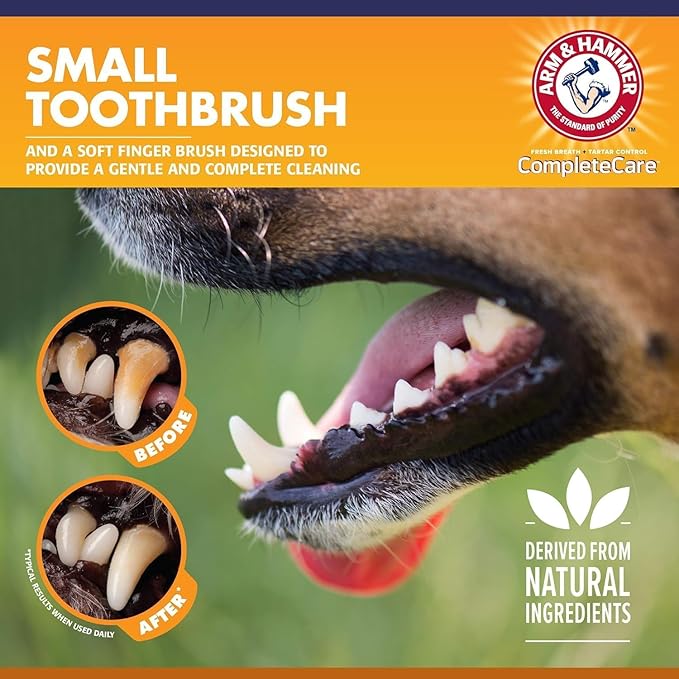 Arm & Hammer Complete Care Puppy Dental Kit, Enzymatic Toothpaste with Baking Soda and Calcium for Dogs, Peanut Butter Flavor, Toothbrush and Microfiber Brush Included, Fluoride-Free, 2.5 Oz - 2 Pack