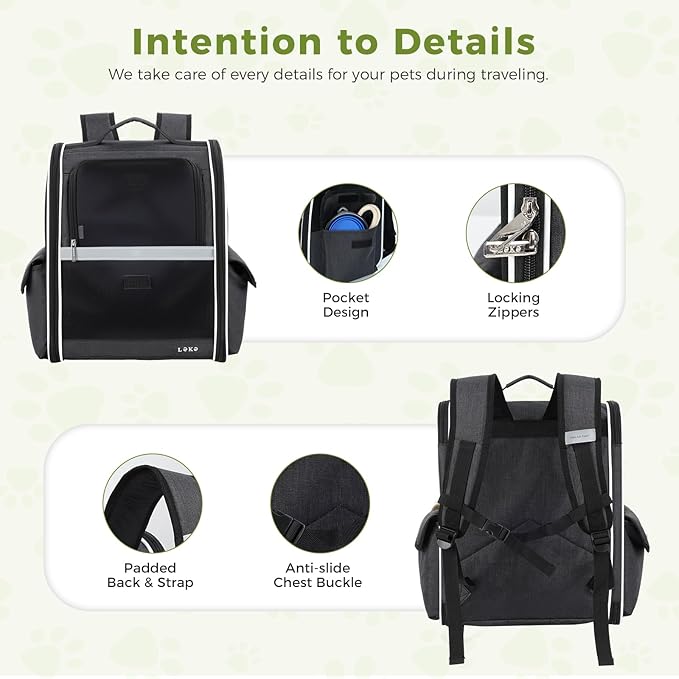 Lekereise Dog Carrier Backpack for Small Medium Large Dogs Cats up to 25 lbs, Breathable Pet Backpack Carrier with 3 Entrances, Collapsible Cat Backpack Carrier, Travel Hiking Puppy Backpack