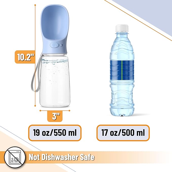 Mr. Pen- Portable Dog Water Bottle, 19 oz, Large, Leak Proof Puppy Water Dispenser with Drinking Feeder for Pets, Outdoor Walking, Hiking, Travel, Not Dishwasher Safe