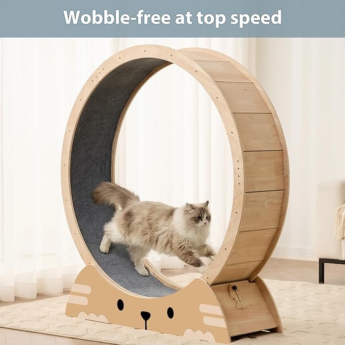 RRPETHOME 45" Cat Wheels for Indoor Cats, Quiet & Stable Cat Exercise Running Wheel, Cats Treadmill with Anti-Slip Mat