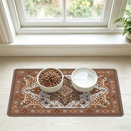 Pet Feeding Mat for Floors Waterproof Dog Mat for Food and Water Absorbent Quick Dry Non Slip mat for Cat Bowls